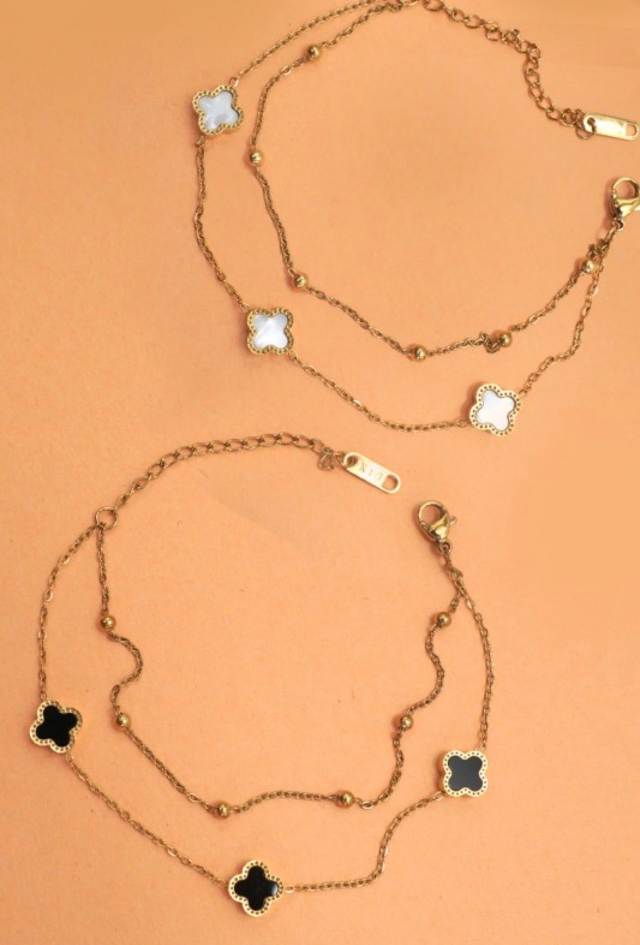 18K Stainless Steel Tarnish Free Clover Bracelets