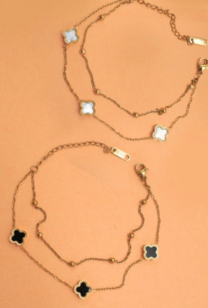 18K Stainless Steel Tarnish Free Clover Bracelets