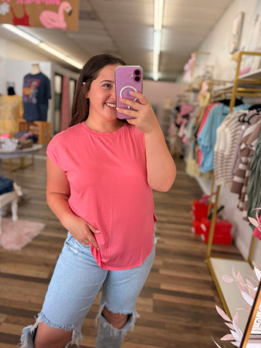 Pink Relaxed Short Sleeve Top