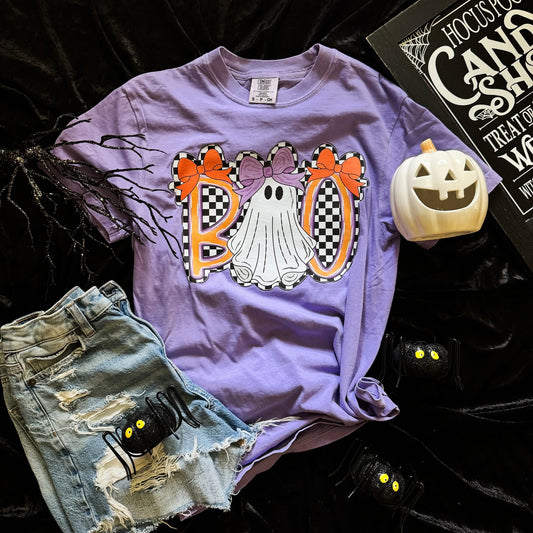 BOO Checkered Ghost Graphic Tee
