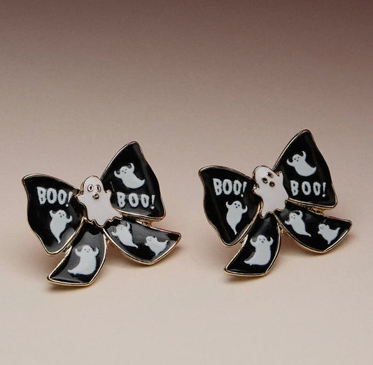 Ghost Bow Stud Earrings