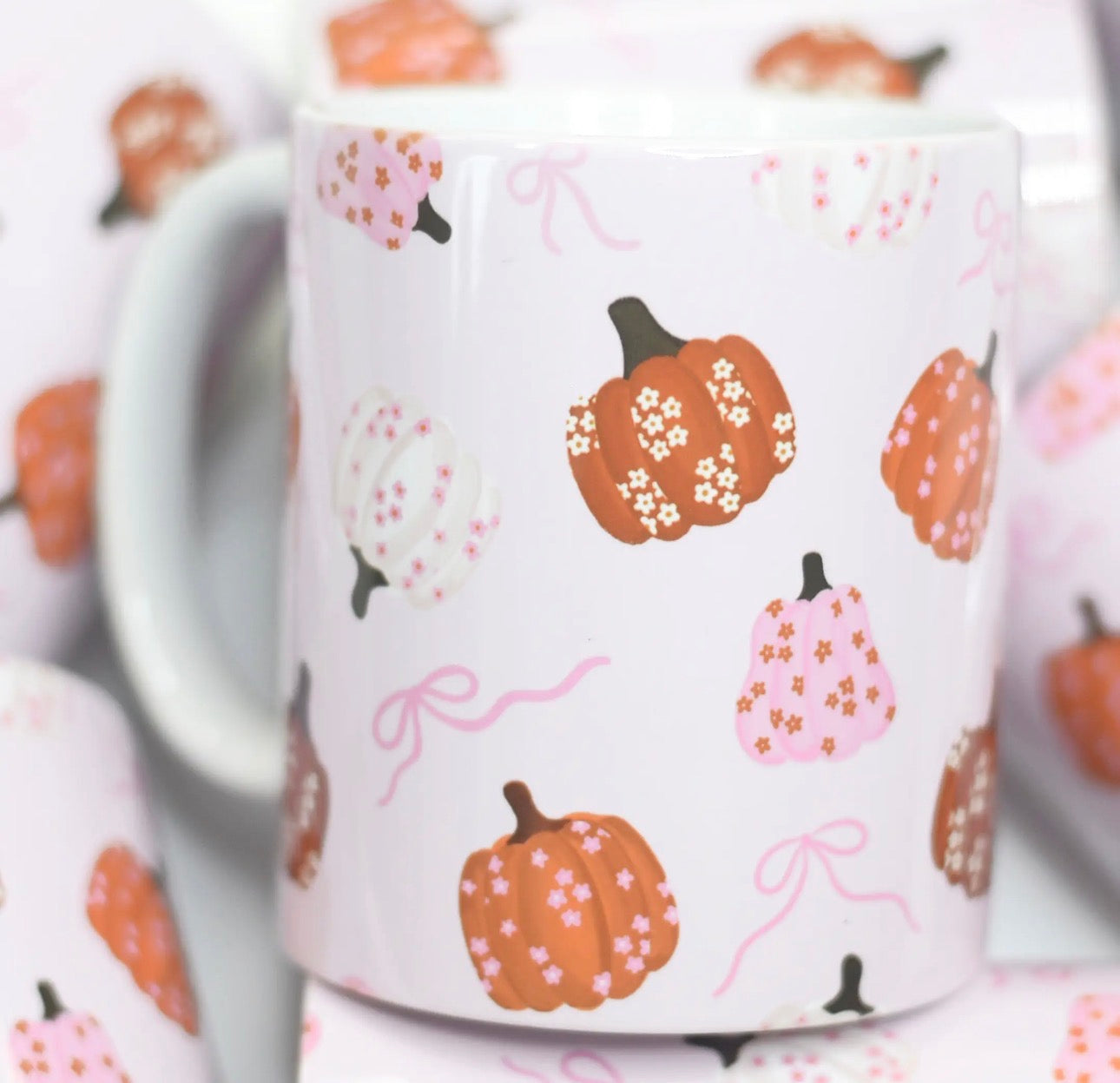 Floral Pumpkin Coffee Mug
