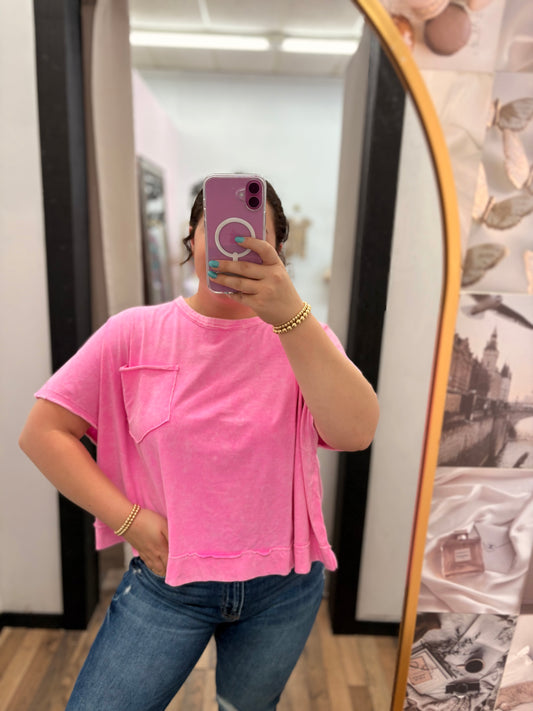 Pink Washed Pocket Tee