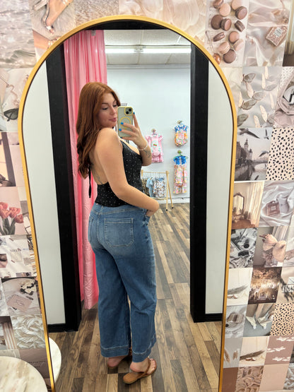 High Rise Wide Leg Denim Pants