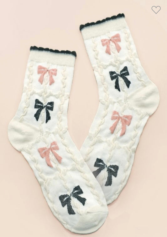 Cozy Bow & Tulip Crew Ankle Socks