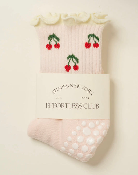 Cherry Pilates Grip Socks