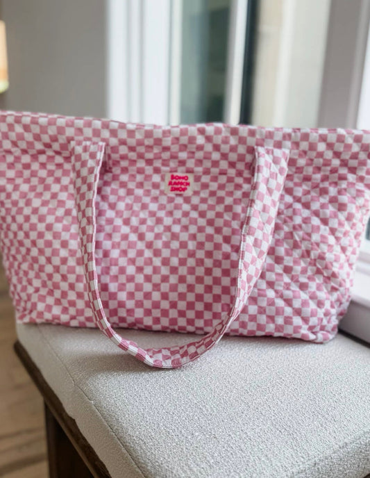 Punchy Pink Carryall Quilted Tote