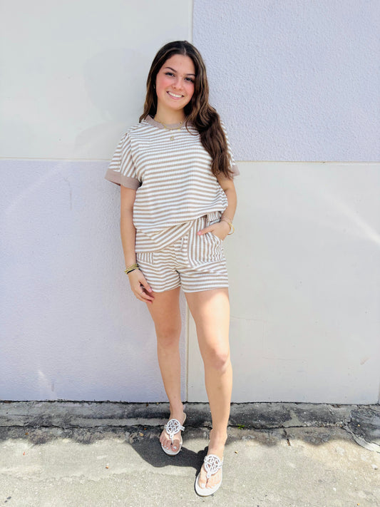 Mocha Striped Knit Set