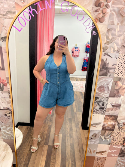 Denim Halter Romper