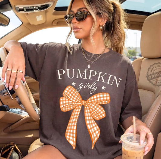 Pumpkin Girly Orange Bow Tee