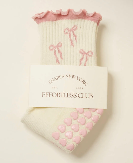 Light Pink Bow Pilates Socks