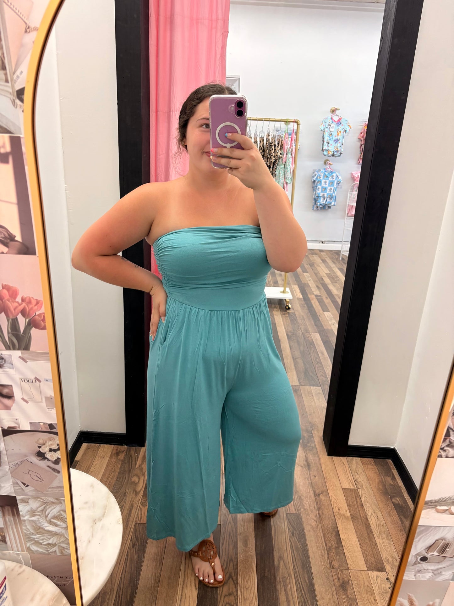 Teal Blue Capri Jumpsuit