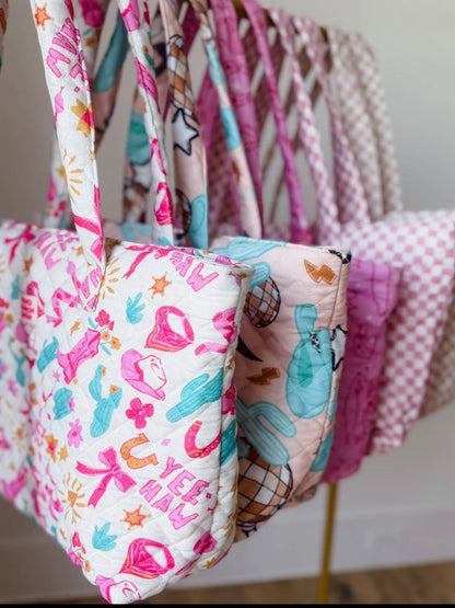 Yeehaw Doodle Carryall Quilted Tote