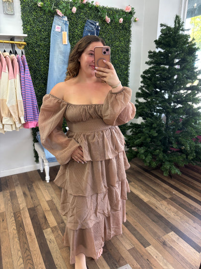 Lurex Ruffle Tiered Dress