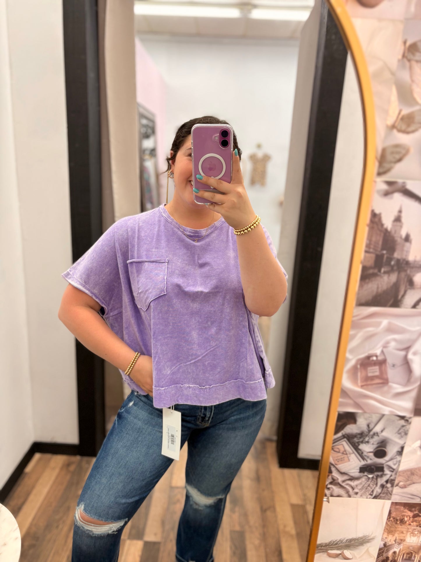 Violet Washed Pocket Tee