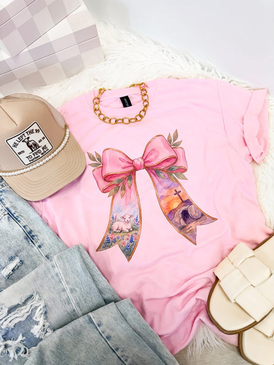 Pink Bow Easter Meaning Tee