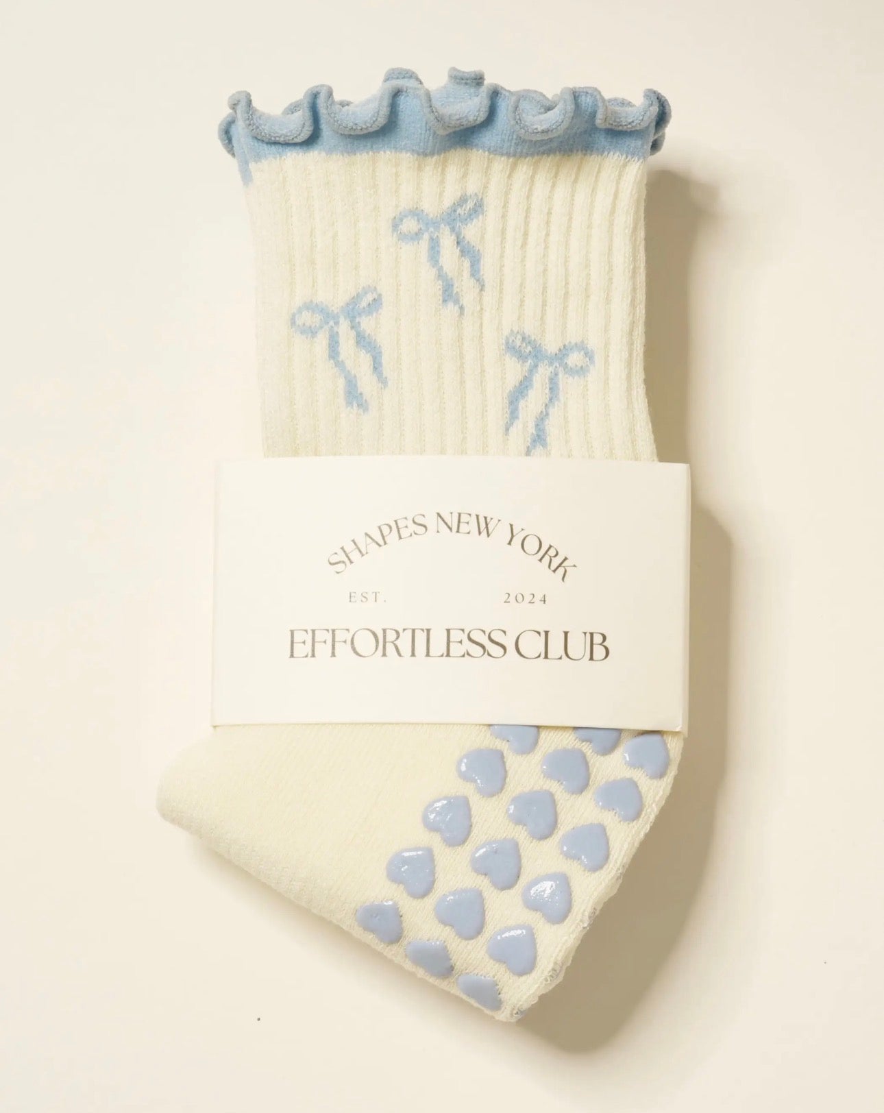 Dusty Blue Bow Pilates Socks