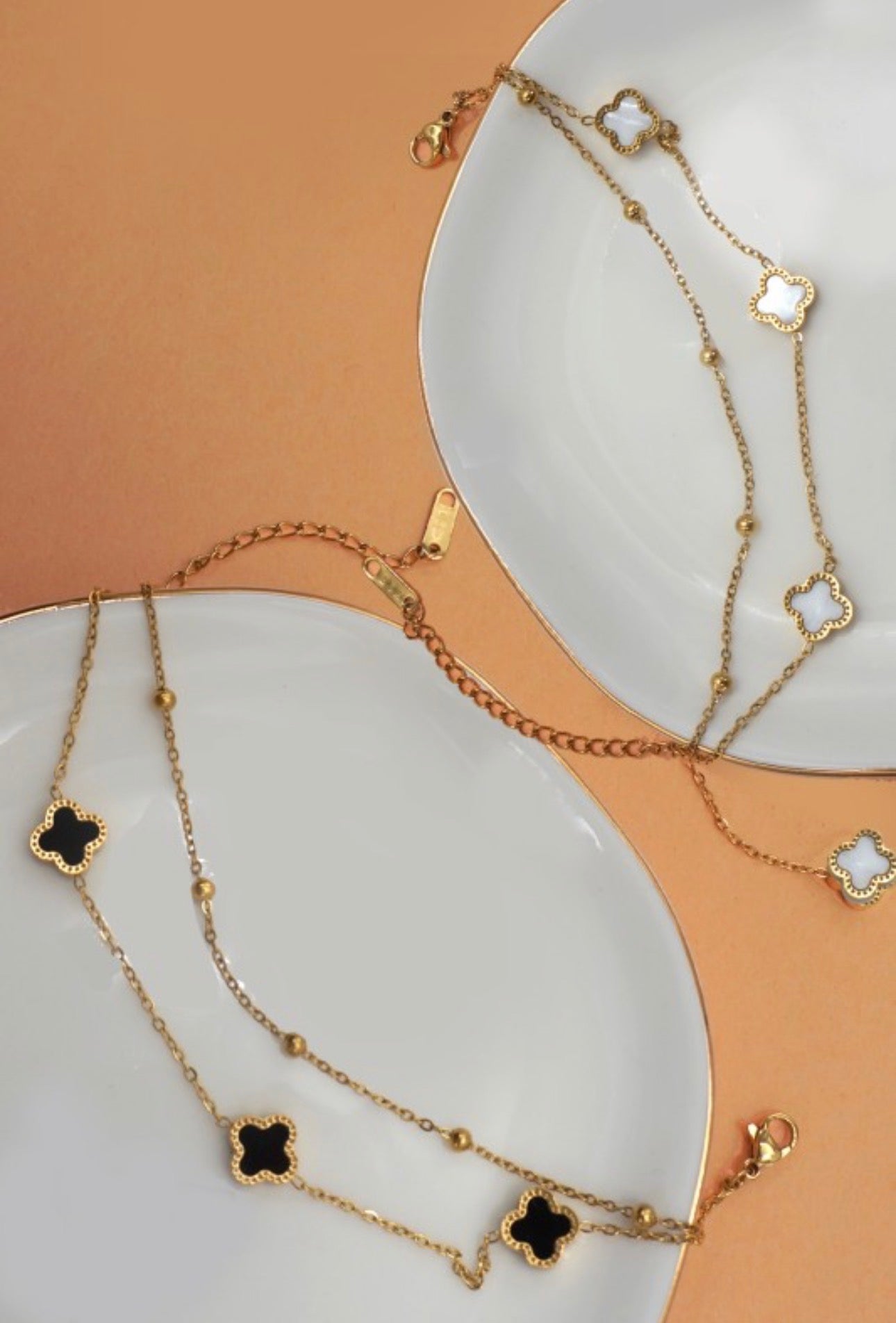 18K Stainless Steel Tarnish Free Clover Bracelets