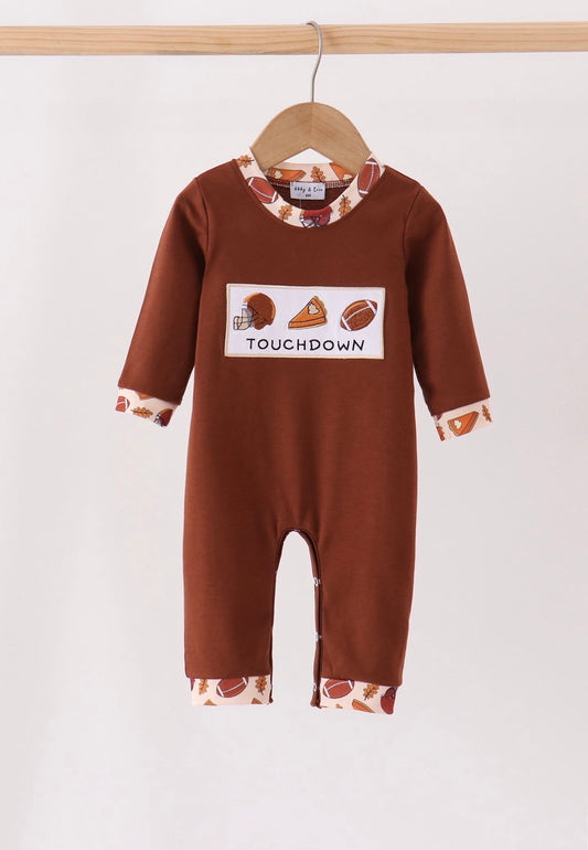Football Embroidery Baby Romper