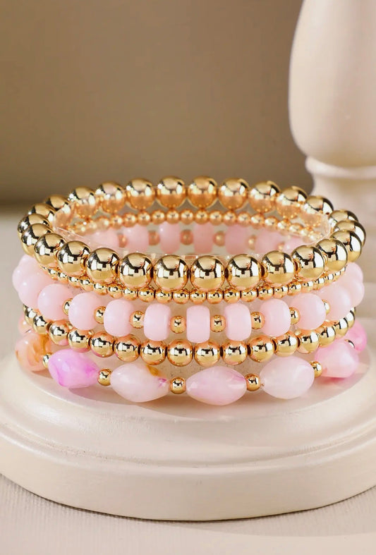 Pink Beaded Bracelet Set