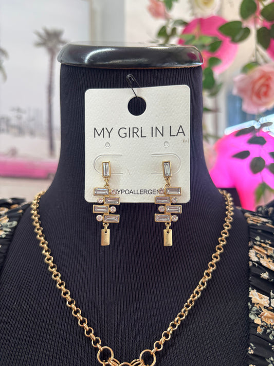 Gold Rectangle Earrings