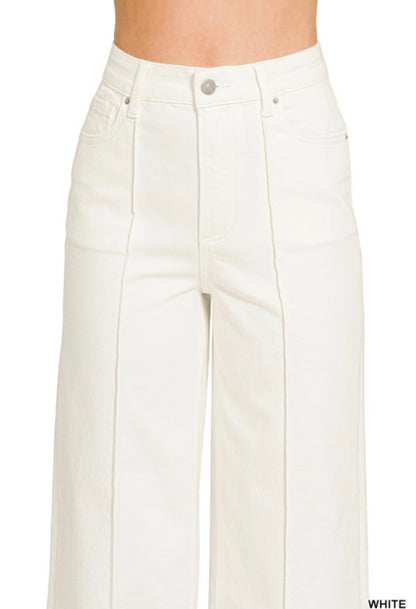 White High Rise Wide Leg Pants
