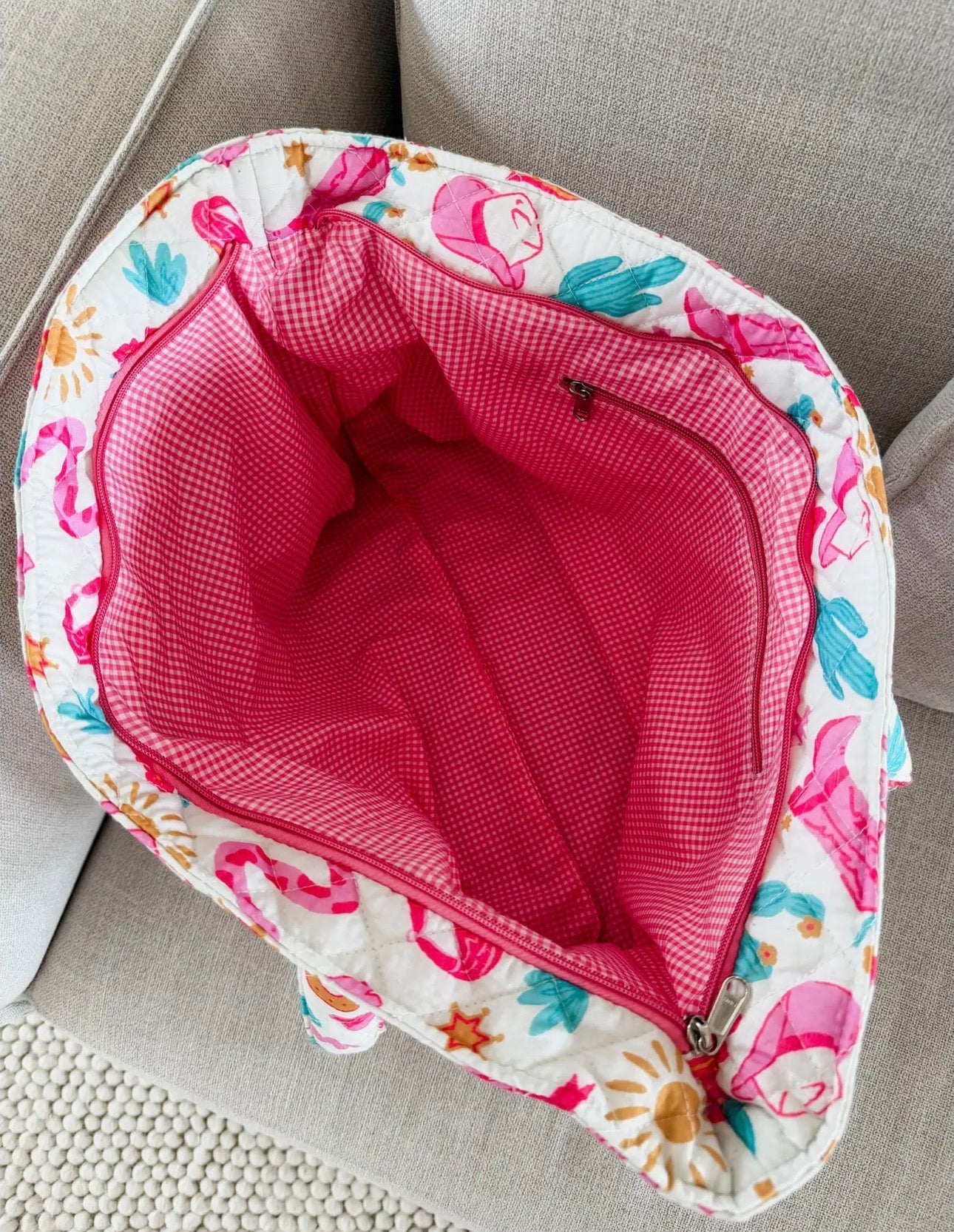 Punchy Pink Carryall Quilted Tote