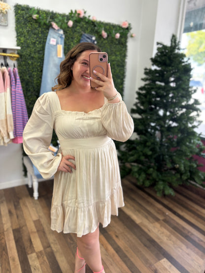 Champagne Long Sleeve Mini Dress