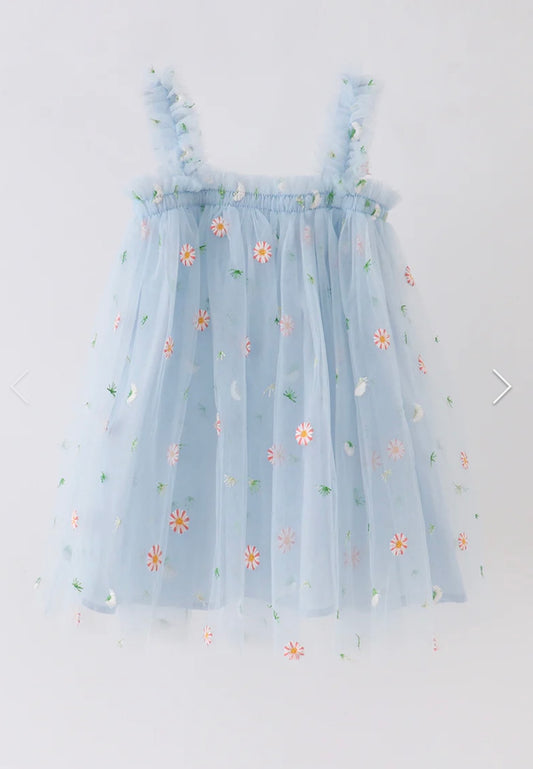 Blue Daisy Embroidery Dress