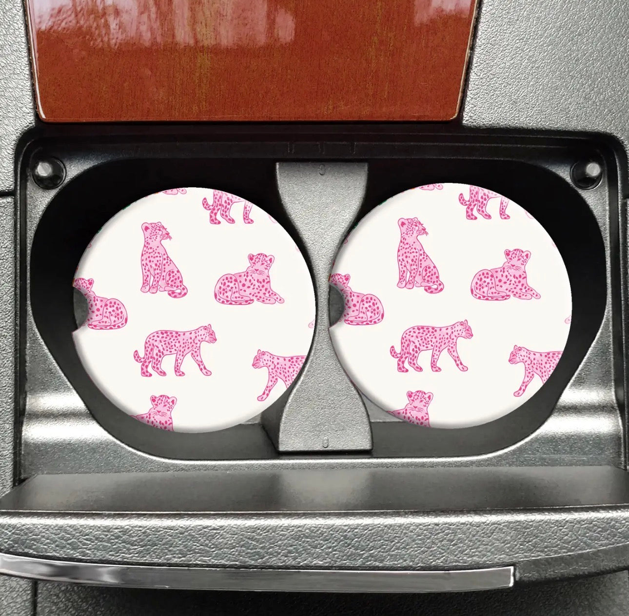 Pink Cheetah Car Coasters