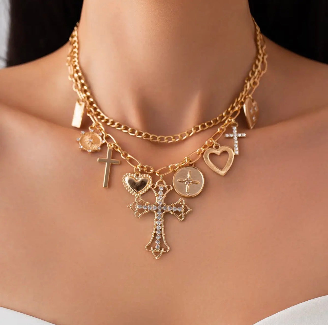 Charm Layered Cross Necklace