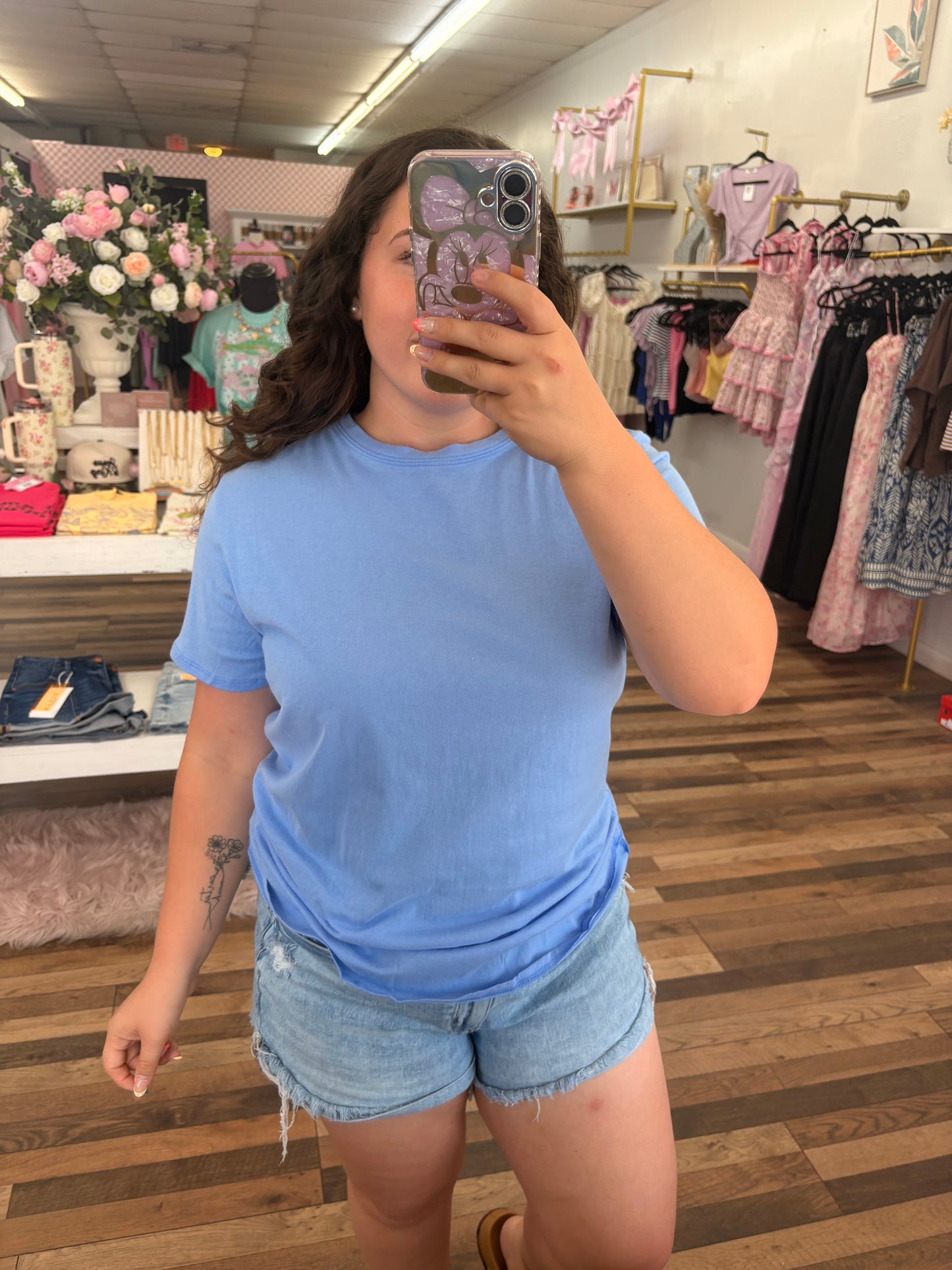 Blue Cotton Boyfriend Tee