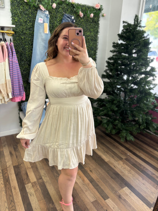 Champagne Long Sleeve Mini Dress