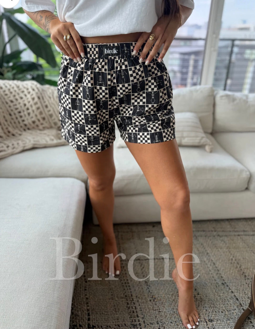 Boo Skeleton Checkered Boxer Shorts