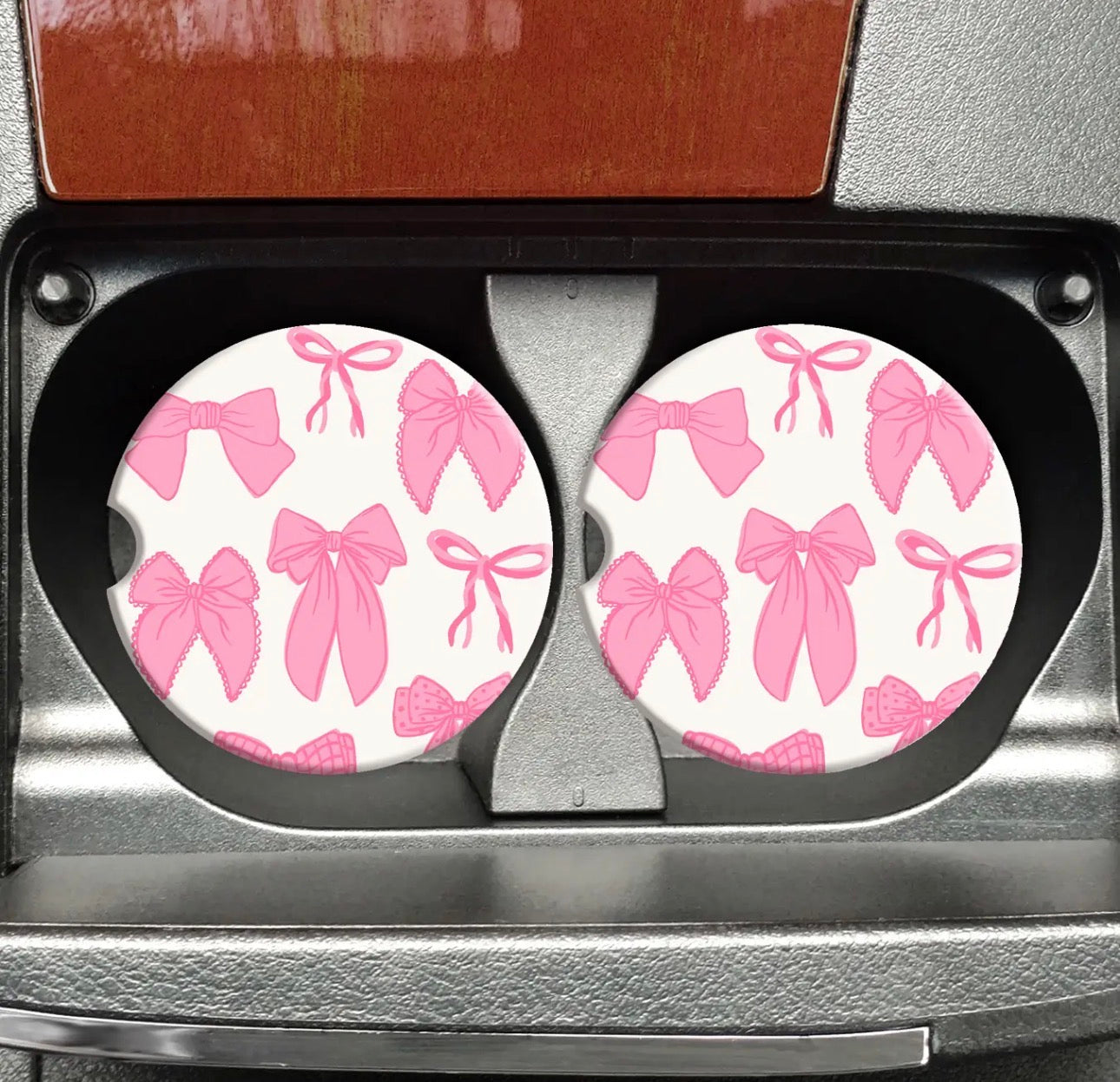 Pink Bows Car Coasters