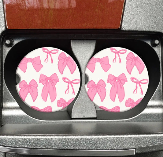 Pink Bows Car Coasters