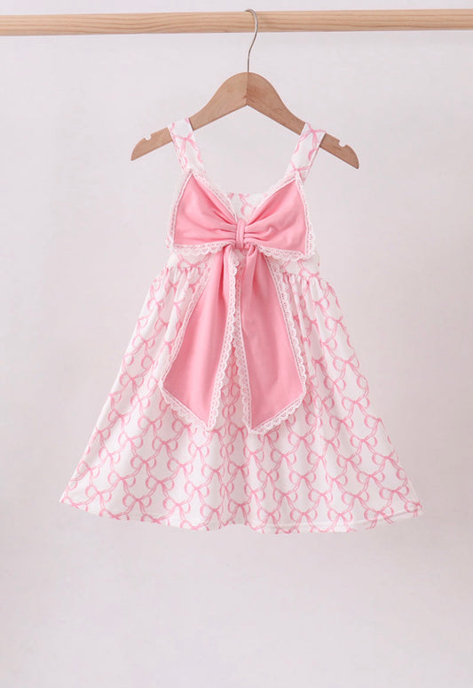 Pink Bow Ruffle Dress