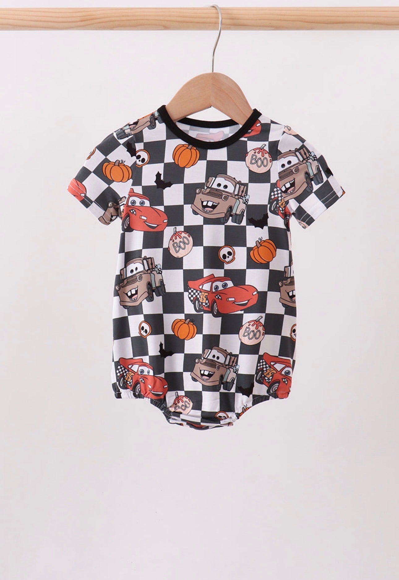 Checkered Cars Halloween Bamboo Baby Bubble