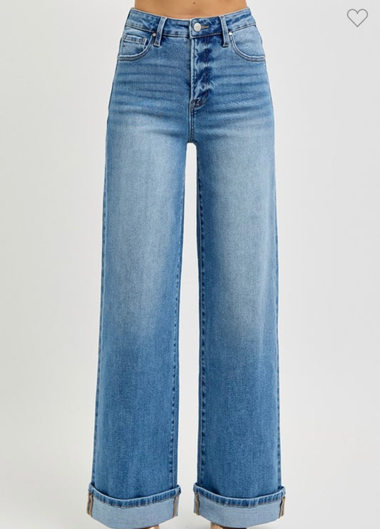Tummy Control High Rise Cuffed Jeans