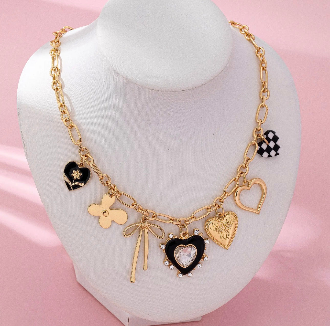 Charm Heart Bow Necklace
