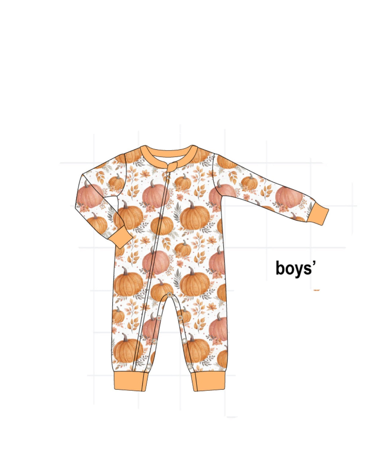 Orange pumpkin boys romper