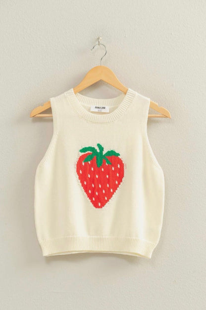 Strawberry Ivory Knit Top