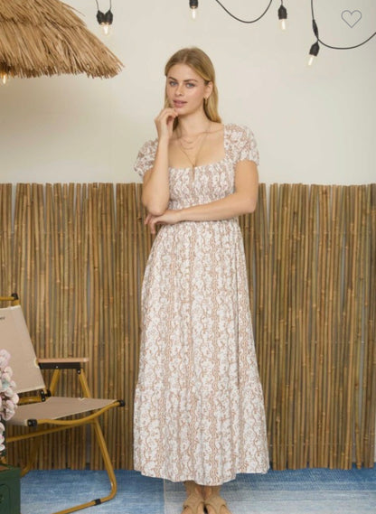 Floral Smocked Sleeve Dress