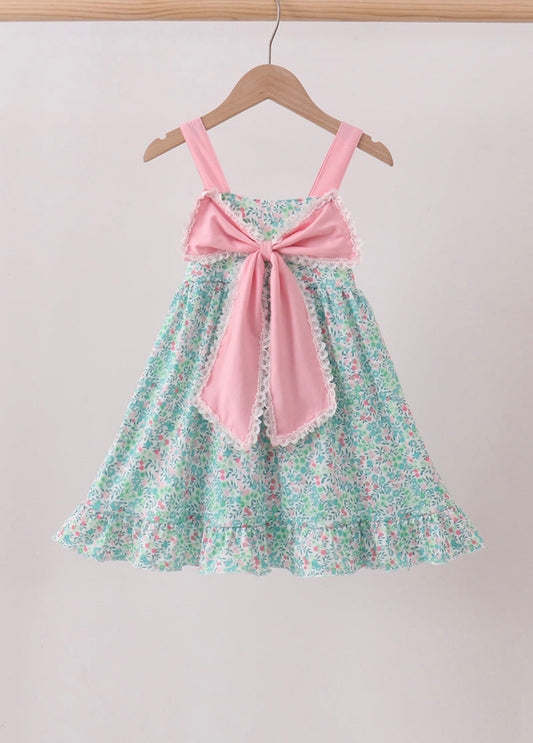 Pink Bow Floral Dress