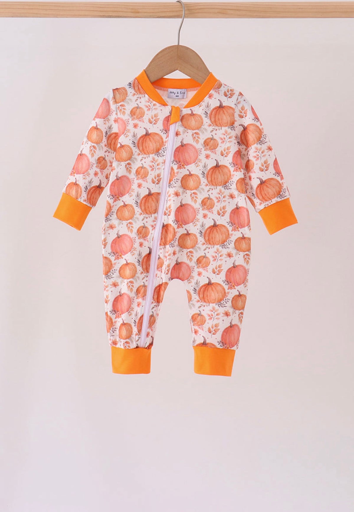 Orange pumpkin boys romper