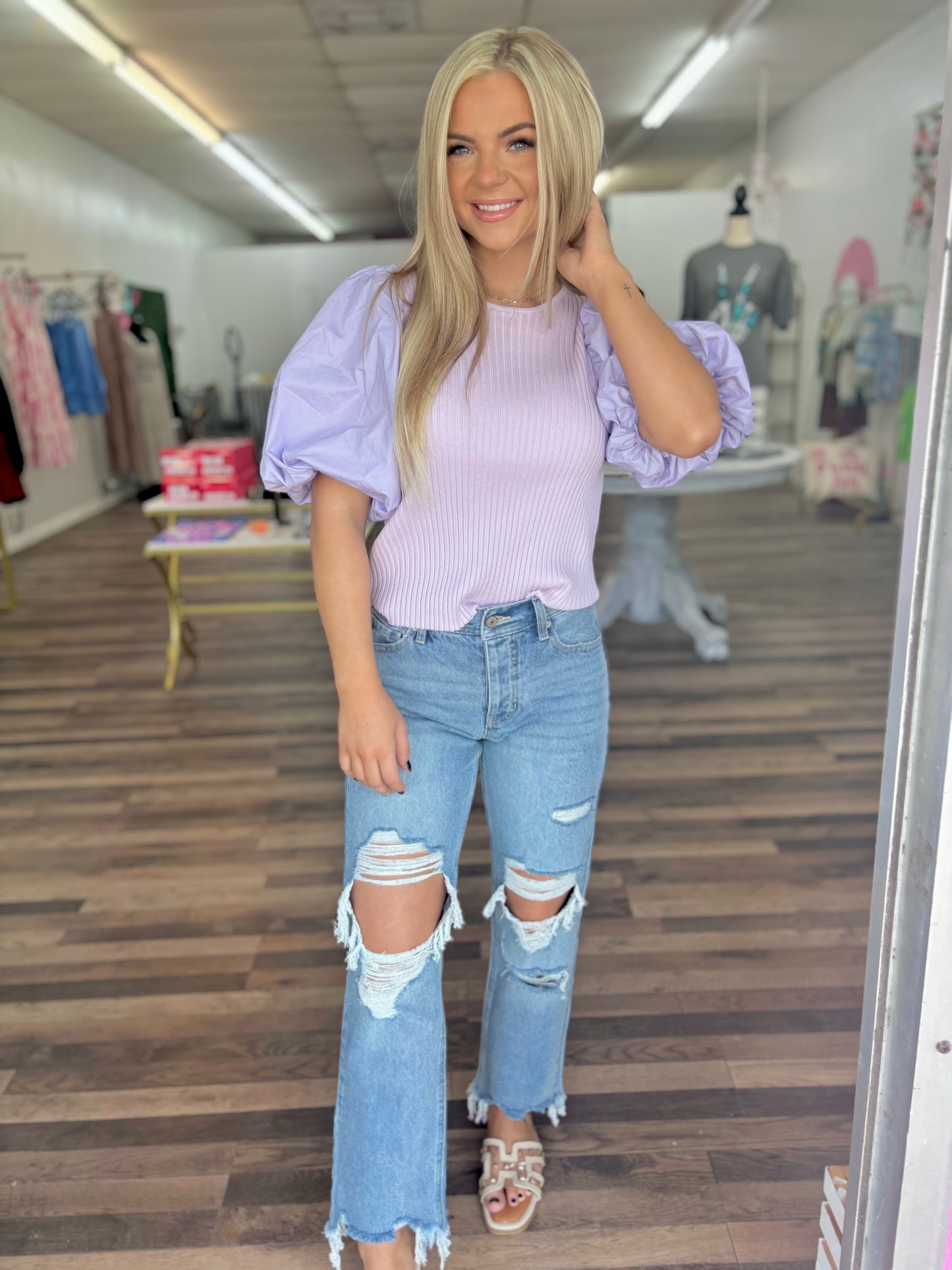 Pop The Bubbly Lavender Blouse