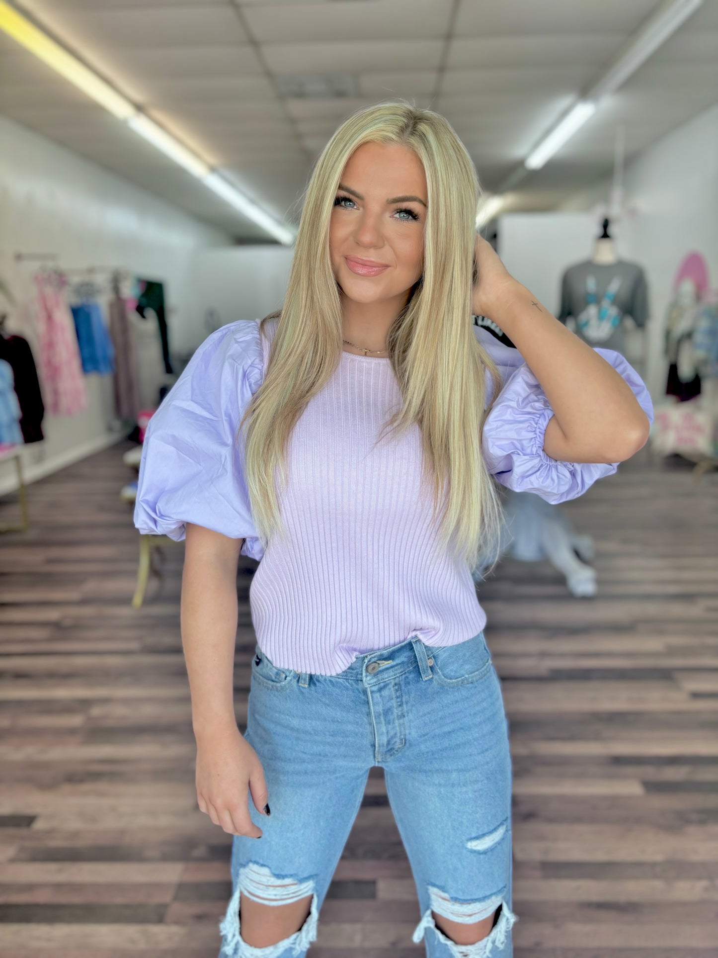 Pop The Bubbly Lavender Blouse