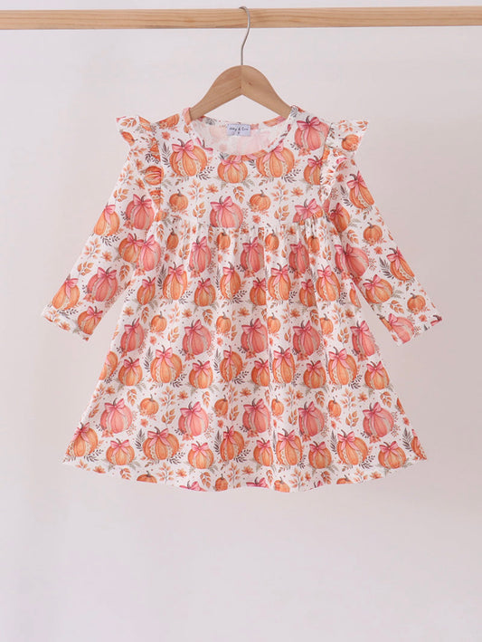 Orange Pumpkin Girls Dress