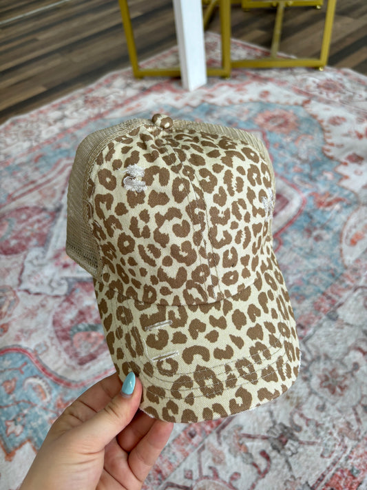 Brown Leopard Mesh Hat