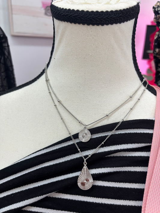 Silver Double Drop Necklace
